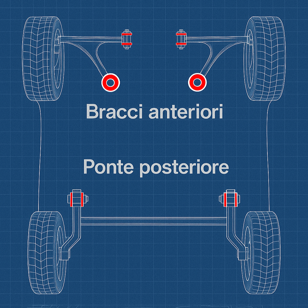 Boccole poliuretano bracci arms rear ponte Abarth 500 595 695